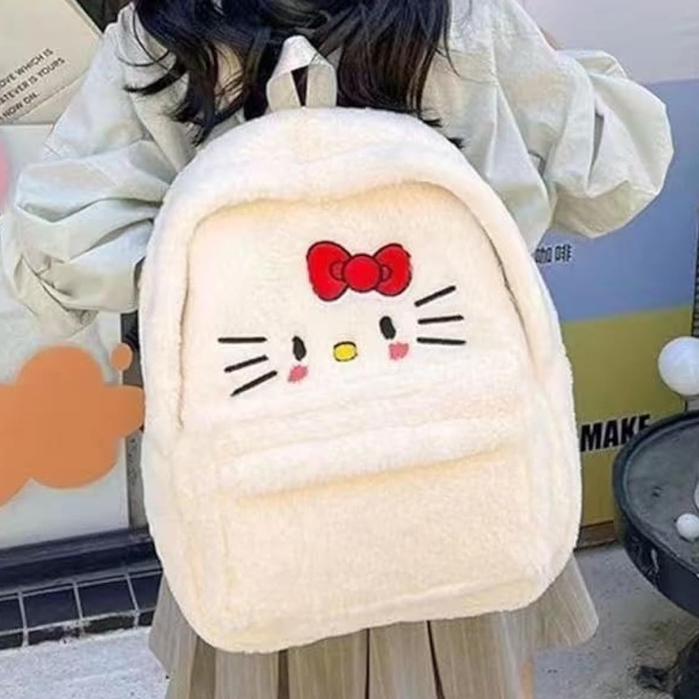Hello Kitty Plush Backpack with Red Bow, - Picture 2 of 6